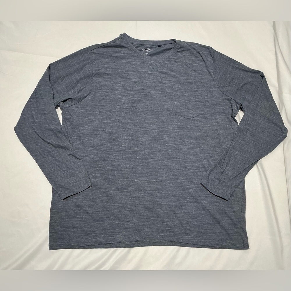 Identic Shirt Mens Gray XXL Long Sleeve Cotton Blend Crew Neck